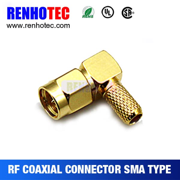 50 Ohm 90 Male Crimp Type Electrical Wiring SMA Connector